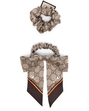 Gucci Gg Silk Scrunchie (Set Of Two) - White