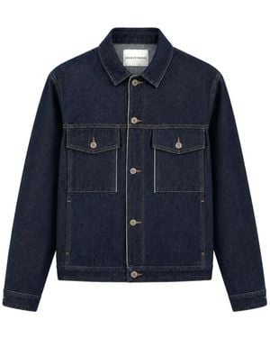 SOEUR & FRÈRES Fringe-Detail Denim Jacket - Blue