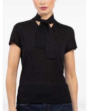 Mantu Tied-Neck Short-Sleeved Top - Black