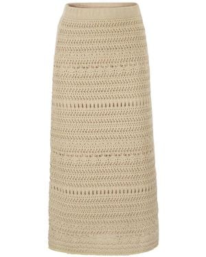 Fabiana Filippi Crochet-Pattern Midi Skirt - Natural