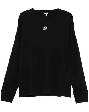 Loewe Anagram Embroidered Long-Sleeve T-Shirt - Black