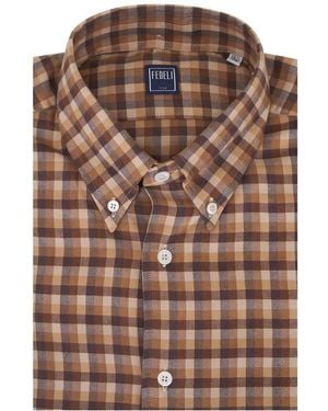 Fedeli Checked Shirt - Brown