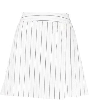 Palmer//Harding Stripe-Print Skirt-Overlay Shorts - White
