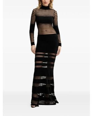 retroféte Abito Johanne Lungo A Righe - Nero