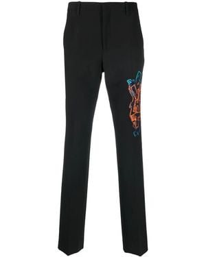 Off-White c/o Virgil Abloh Slim Trousers With Graffiti Patch - Black