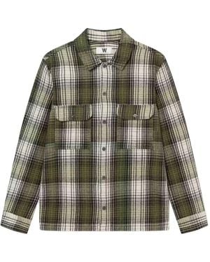WOOD WOOD Wwclay Check-Pattern Shirt - Green