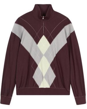 CROQUIS Argyle-Jacquard Half-Zip Jumper - Purple