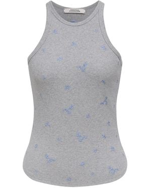 Dorothee Schumacher Floral-Embroidered Ribbed Top - Grey