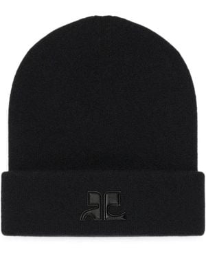 Courreges Ac Logo-Patch Beanie Hat - Black