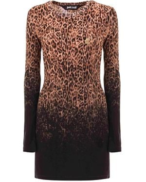 Just Cavalli Leopard-Print Ombre Mini Dress - Brown