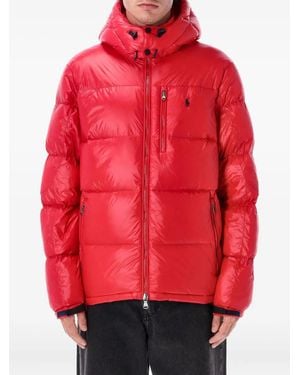 Polo Ralph Lauren Puffy Quilted Coat With High Collar - Red