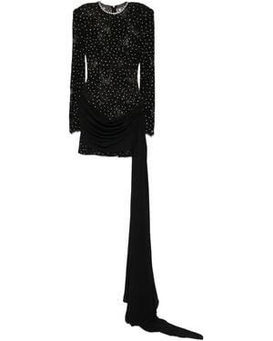 Nissa Rhinestone-Embellished Lace Mini Dress - Black
