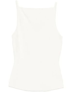 Maje Square-Neck Ribbed Top - White