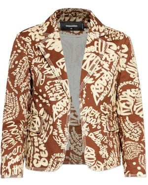 DSquared² Rebel Hibiscus Maggie Jacket - Brown