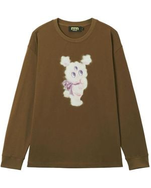 Mini Cream Printed Long-Sleeve T-Shirt - Green
