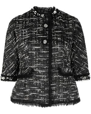 Shiatzy Chen Bead-Embellished Tweed Jacket - Black