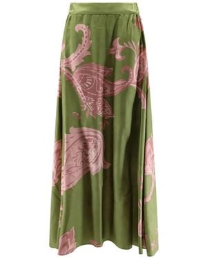 Co.Go Arabesque-Print Silk Skirt - Green
