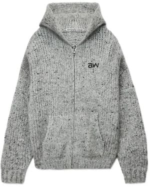 Alexander Wang Oversized Zip-Up Hoodie With Aw Embroidery - Gray
