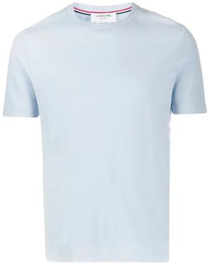 Thom Browne T-Shirt Con Dettaglio A 4 Righe - Blu