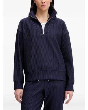 DKNY Ribbed Quarter-Zip Sweatshirt - Blue