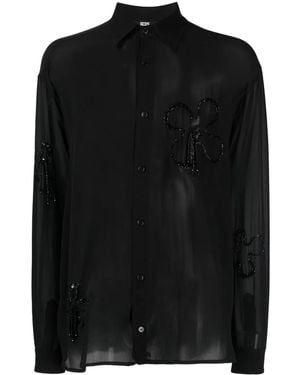Gcds Embroidered Oversized Shirt - Black