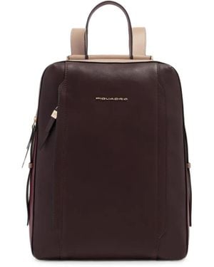 Piquadro Circle Logo-Plaque Backpack - Red