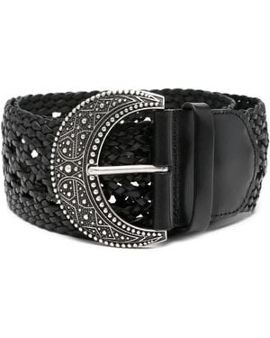 Ba&sh Woven Embellished Buckle Belt - Black