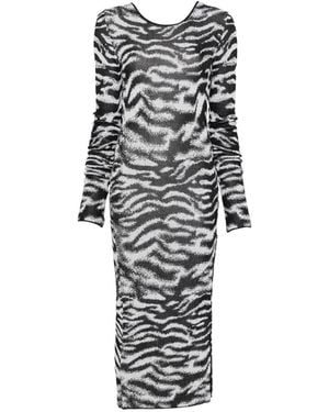 The Attico Zebra-Print Backless Midi Dress - White