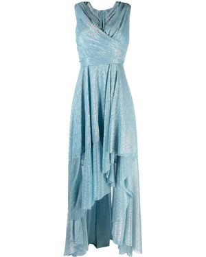 Talbot Runhof V-neck Draped Gown - Blue