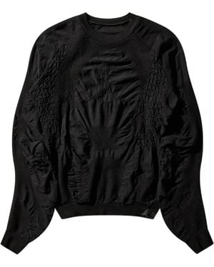 ROA Distressed-Effect Long-Sleeve Sweatshirt - Black