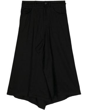 Yohji Yamamoto Asymmetric-Hem Midi Skirt - Black