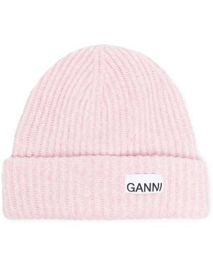 Ganni リブニット ビーニー - ピンク