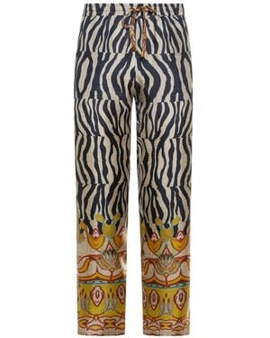 Pierre Louis Mascia Aloe Zebra-Print Trousers - White