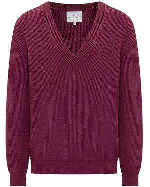 Seven Gauge Pullover mit V-Ausschnitt - Rot