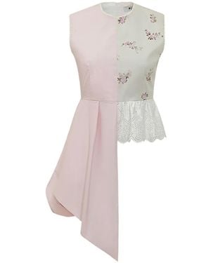 MSGM Haut Asymétrique À Fleurs - Pink