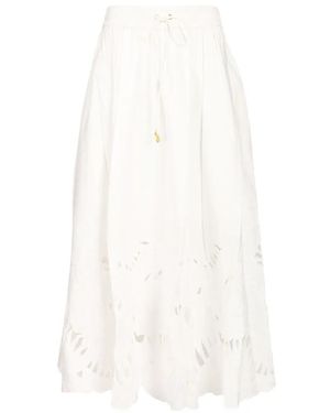 Zimmermann Mahon Cotton Midi Skirt - White