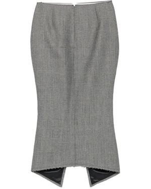 MATIERES FECALES Check Raw-Cut Skirt - Grey