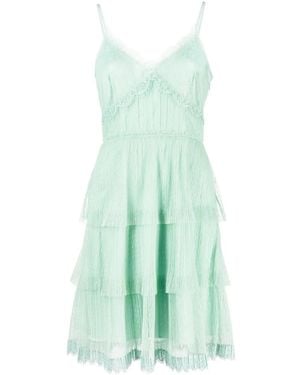 Twinset Lace-Trim Ruffled Mini Dress - Green