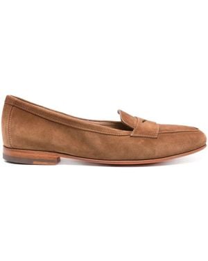 Santoni Suede Penny Loafers - Brown