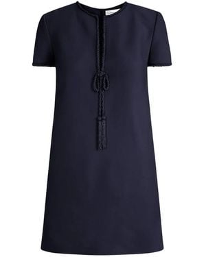 Oscar de la Renta Etui-Minikleid Mit Perlenschleife - Blau