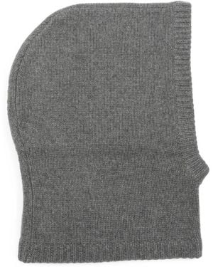 Soft Goat Ribbed-Trim Balaclava - Gray