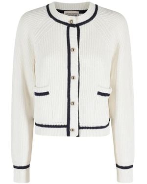Semicouture Adelita Contrast-Trim Cardigan - White