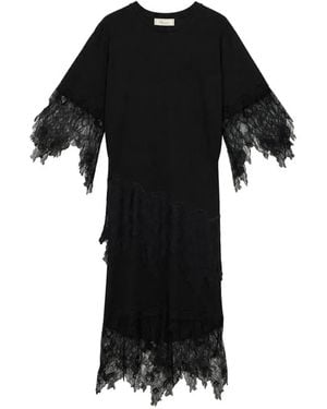 Blumarine Lace-Detail Jersey Midi Dress - Black