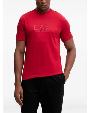 EA7 Logo-Print Short-Sleeve T-Shirt - Red