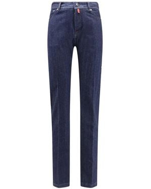 Kiton Belt-Loop Buttoned Jeans - Blue