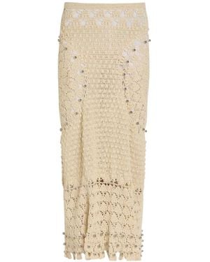 Rabanne Bead-Embellished Crochet Maxi Skirt - Natural