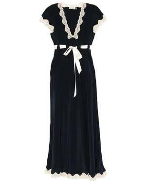 RIXO London Lace-Trim Bow Midi Dress - Black