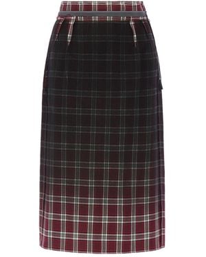 Maison Margiela Faded Check Wool Skirt - Black