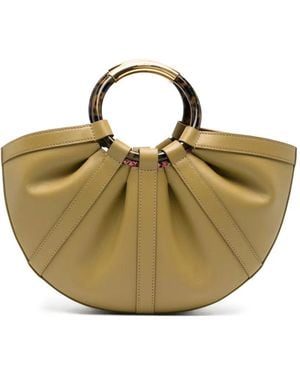 Coccinelle Medium Shell Pleated Tortoiseshell-Handle Tote Bag - Natural