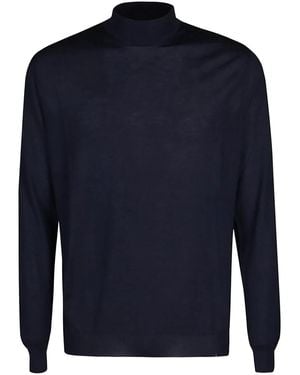 Malo Fine Knit Cashmere Mock-Neck Jumper - Blue